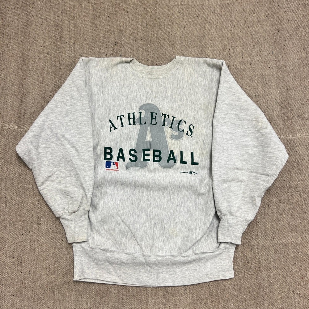 Vintage Oakland Athletics Sweatshirt Mens XL Gray 1990s Champion Reverse Weave